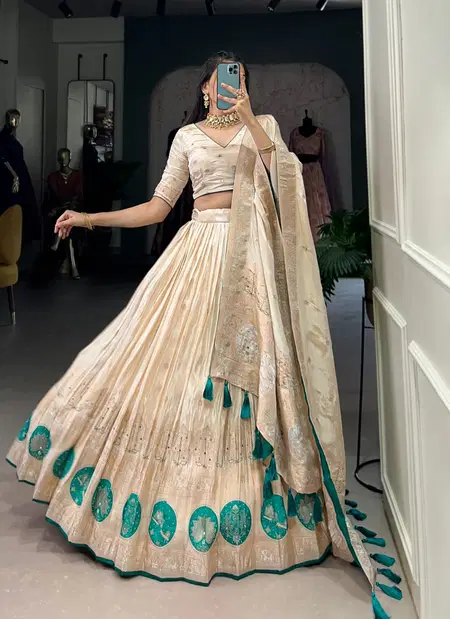 LNB2048 Pure Shimmer With Weaving Work Lehenga With Blouse And Dupatta Wholesale Market In Surat